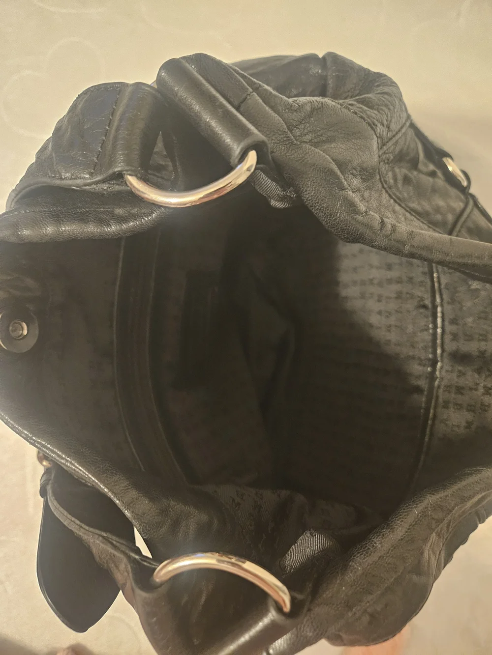 Vintage L.A.M.B. Gwen Stefani Black Leather Multi-Pocket Hobo Bag Y2K